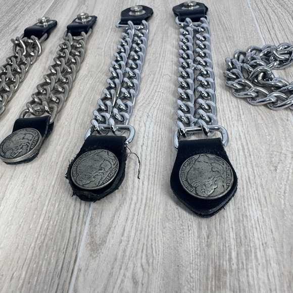 Vintage Biker Chain Vest Extender Concho Set Buffalo Coin Snap Belt Lot - Picture 3 of 10